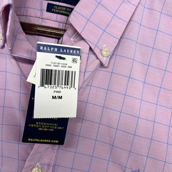 Ralph Lauren Shirt Men's Medium Pink Plaid Plaid Checkered Button Down Pony NEW - Picture 7 of 12